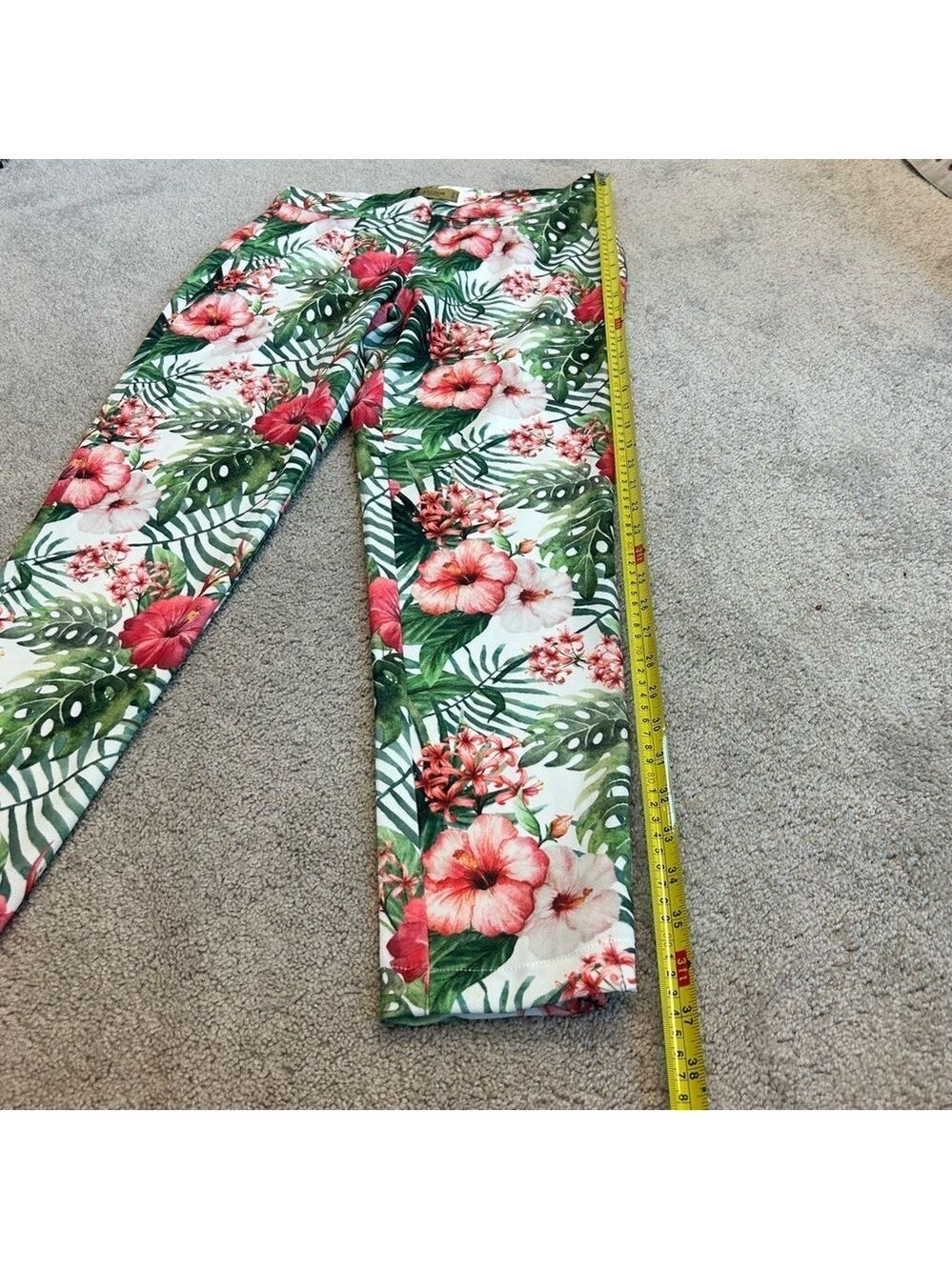 Sacoor Brothers pink green floral flower tropical ankle pants Sz 38 NWT - Picture 10 of 12
